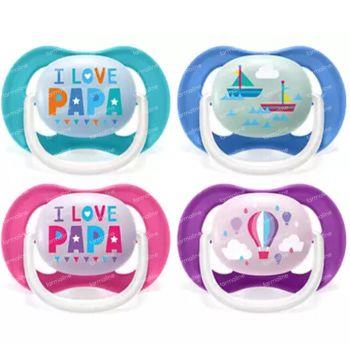 Avent Ultra soft fopspeen set van 2 stuks i love papa Roos/Blauw 6-18m