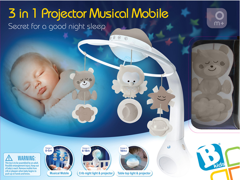 Infantino Infantino - WOM - Musical 3 in 1 projector mobile grijs Deel 2 cadeau voor geboortelijst &#10084;