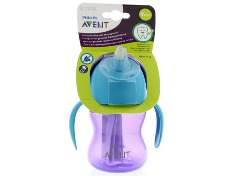 Avent Anti lek ritjesbeker met 2 oren paars/blauw