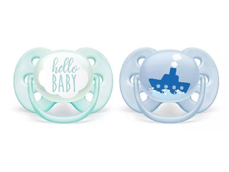 Avent Ultra soft fopspeen set van 2 stuks hello baby 0-6m