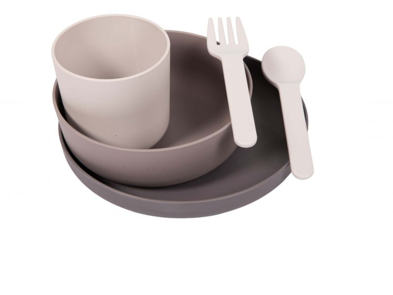 Bo jungle B-CPLA Biodegradable tableware set 5pc Grey