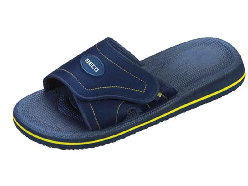 Beco Slippers met velcro blauw/geel