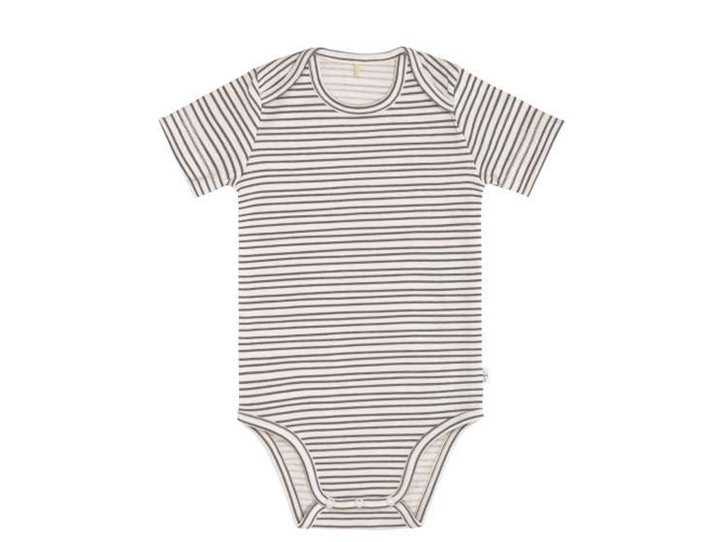 Lassig Body met korte mouwen antraciet /stripes