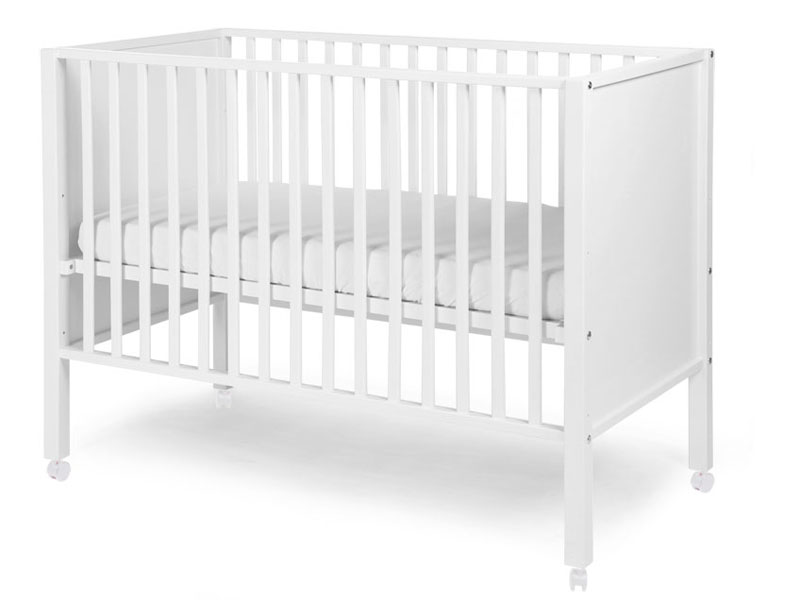 childhome BED REF 22 GESLOTEN BEUK WIT 60x120 +wielen