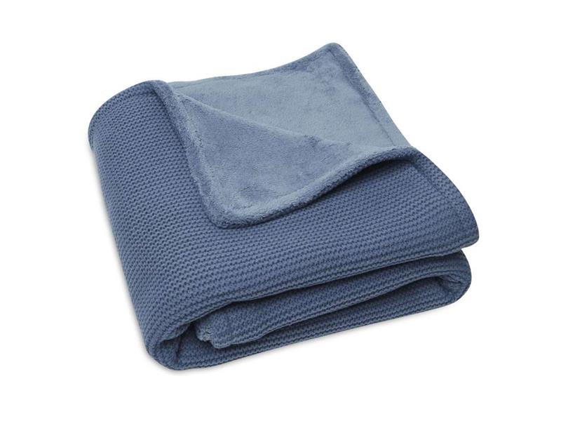 Jollein Deken wieg Gebreid / Fleece 75x100 jeans bleu