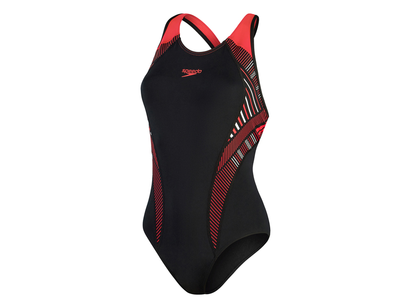 Speedo Badpak END+ plastisol laneback zwart /Red