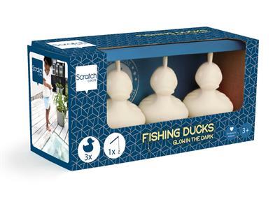 SCRATCH EUROPE Glow in the dark Fishing ducks 3stuks incl. 1 hengel