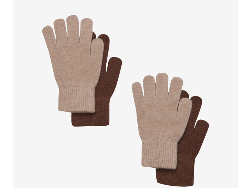 Celavi handschoenen wol bruin/beige set van 2 stuks