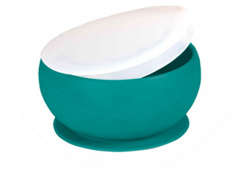 Minikoikoi Kom met deksel in flexibele silicone mint groen