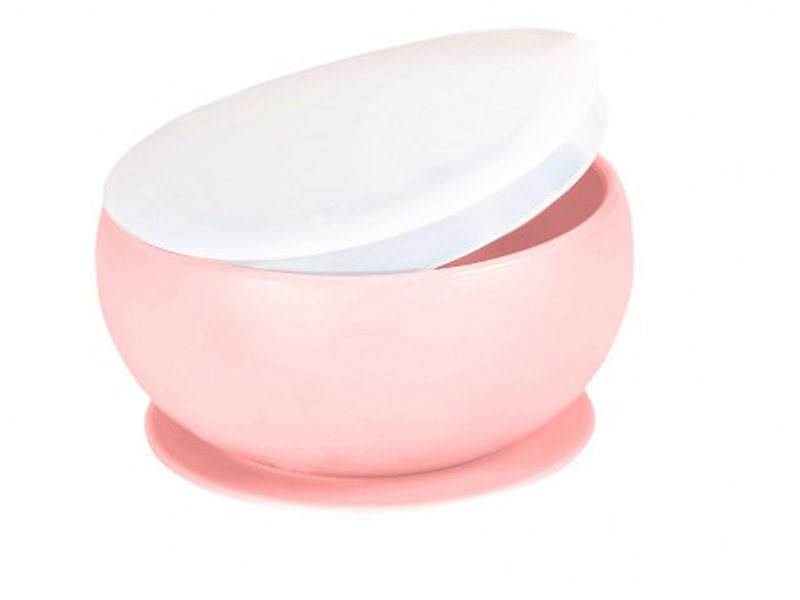 Minikoikoi Kom met deksel in flexibele silicone pink