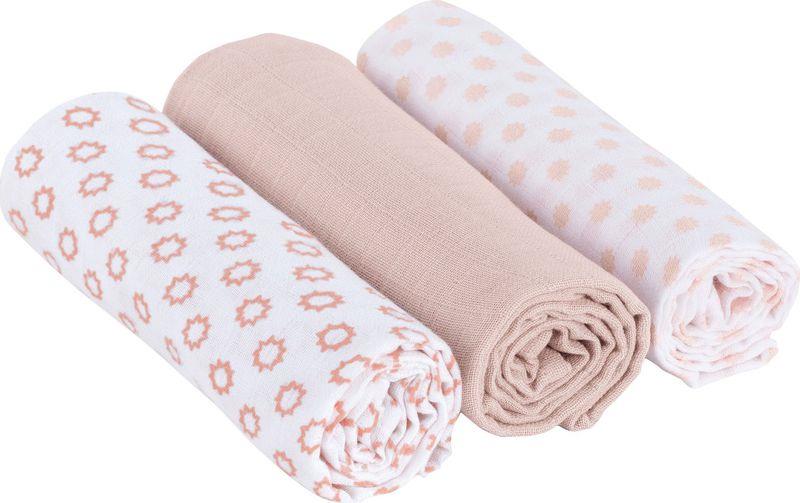 Lassig swaddle doeken chums star pink 85x85 3 stuks