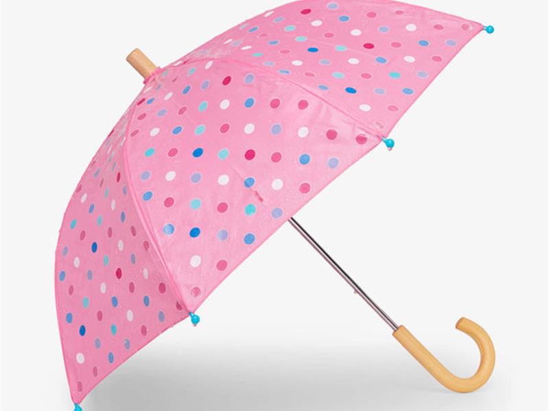 Hatley kids Paraplu roze dots veranderd van kleur in de regen !