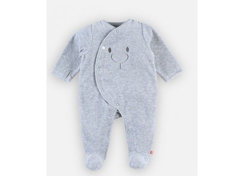 Noukies Kruippakje fluweel grey