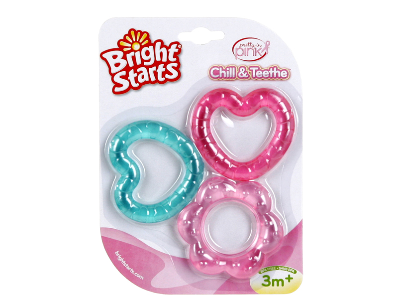 Bright Starts Set van 3  bijtringen pink