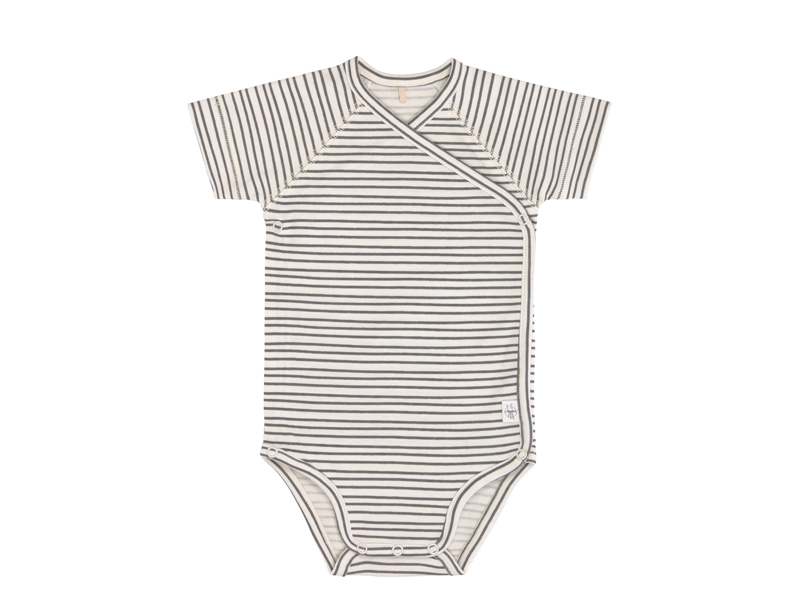 Lassig Body met korte mouwen antraciet /stripes wikkel