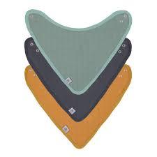 Lassig Lässig Muslin/Terry Bandana slabbetjes 3 pcs ass. green/navy/mustard