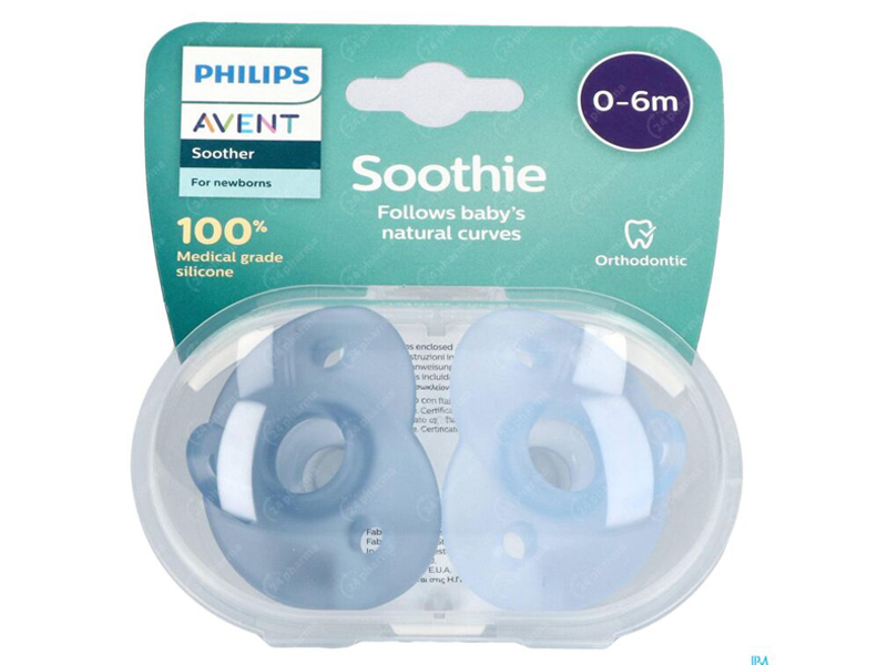 Avent soothie new fopspeen 2 stuks blauw 0-6m