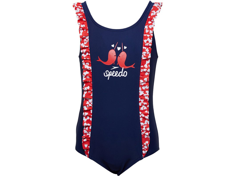 Speedo Zwempak blauw met rode vogeltjes