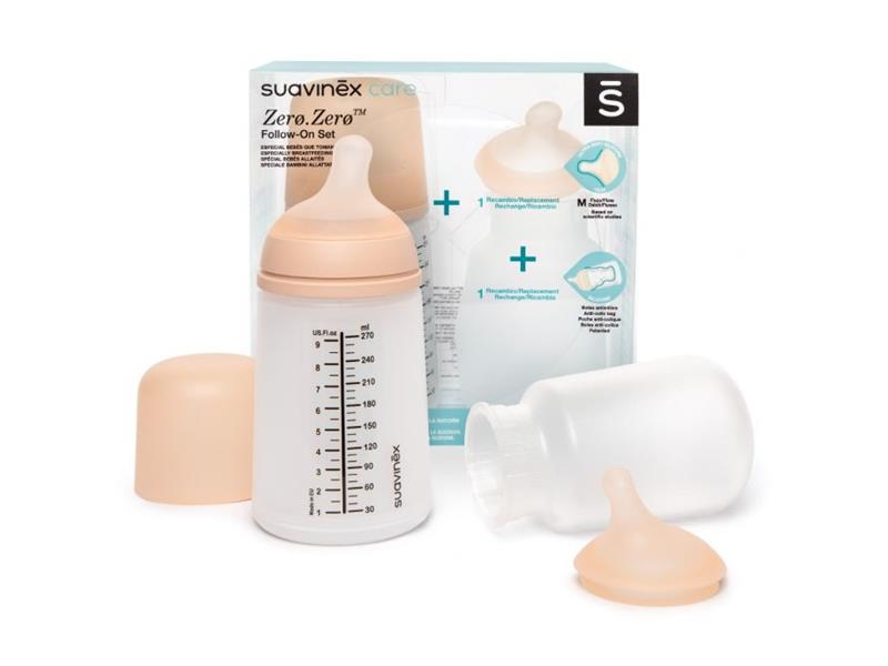 Suavinex SX - ZERO.ZERO - PACK BREASTFEEDING BOTTLE - 270ML M FLOW