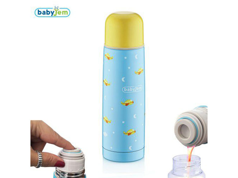 babyjem thermos 500ml bijtjes vliegtuig blauw