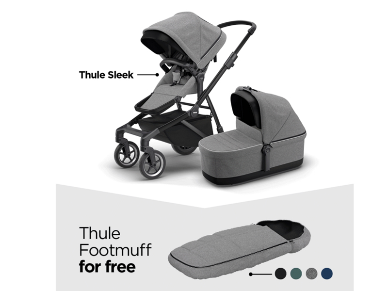 Thule Thule Sleek Infant Stroller Bundle 3in1 black/licht grijs + gratis voetenzak
