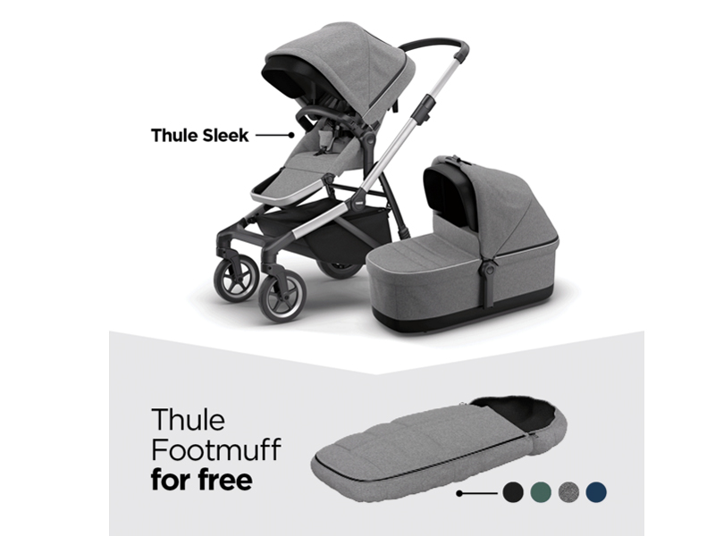Thule Thule Sleek Infant Stroller Bundle 3in1 silver/licht grijs + gratis voetenzak