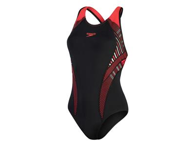 Speedo Badpak END+ plastisol laneback zwart /Red Kopen