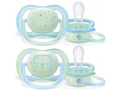 Avent Ultra air fopspeen boy set van 2 stuks nacht versie 0-6m Kopen