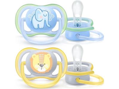 Avent Fopspeen 0-6m Ultra air mix set van 2 olifant/tijger Kopen