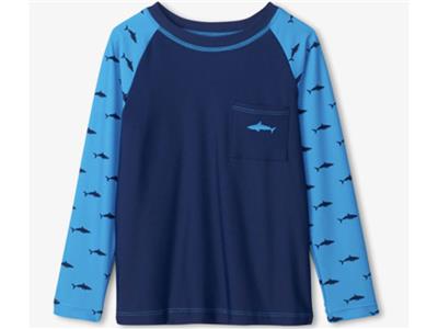 Hatley kids Uv shirt blauw haai lange mouwen Kopen
