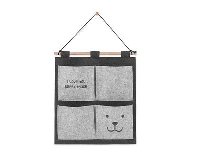 Jollein Wandorganizer 50x47cm felt bear grey Kopen