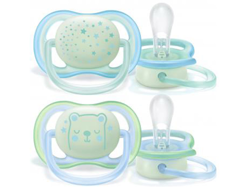 Avent Ultra air fopspeen boy set van 2 stuks nacht versie 0-6m