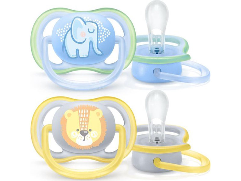 Avent Fopspeen 0-6m Ultra air mix set van 2 olifant/tijger