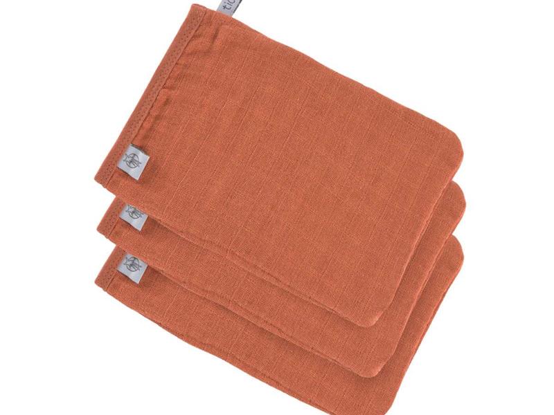 Lassig Muslin washandjes set van 3 stuks rust