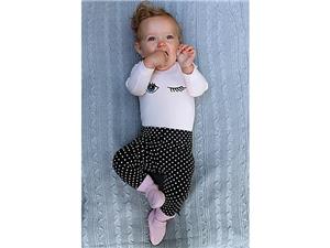 Ducky Beau blauwe legging met bolletjes